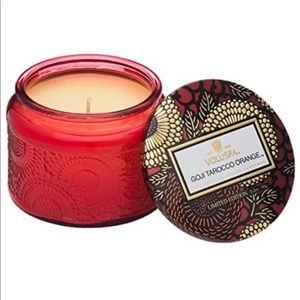 Voluspa Goji Tarocco Orange Small Embossed Glass Candle 3.2 Ounces